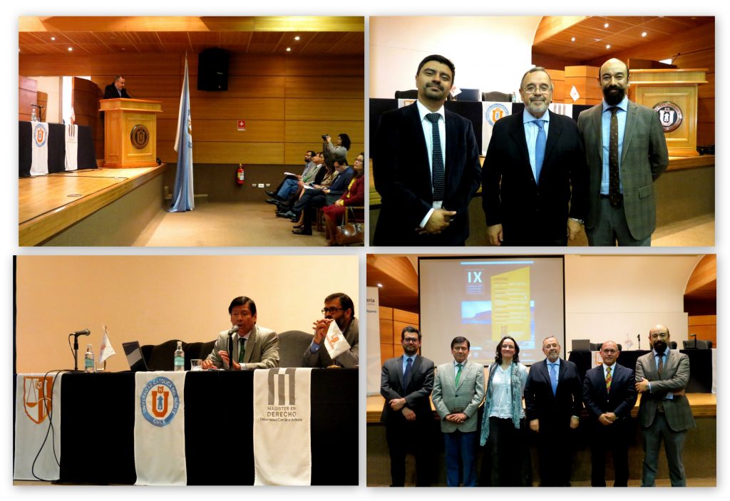 Arriba: el Prof. Dr. Dr. h.c. mult. Luzón Peña durante su conferencia/ponencia inaugural y acompañado por el Prof. Carlos Cabezas (Univ de Antofagasta) y el Dr. Christian Scheechler Corona (Univ. Catól. del Norte, Dir. de las Jornadas). Abajo: el Prof. Dr. Jaime Náquira Riveros durante su conferencia y un momento tras las IX Jornadas: de izq. a dcha., los Profs. Dr. Jonatan Valenzuela Saldías (Univ. de Chile), Dr. J. Náquira, Dra. Mª Magdalena Ossandón (Pontif U. Catól Chile), Prof. Dr. Dr. h.c. mult. Luzón Peña, Prof. Cristian Aguilar (Prof. Titular U.Central de Chile y Fiscal jefe región de Antofagasta) y Dr. Chr. Scheechler.